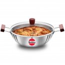 Hawkins Tri-Ply Stainless Steel Deep Kadhai with Glass Lid 5Ltr (SSK50G)