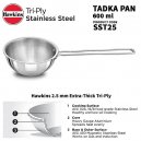 Hawkins 2.5 Cup Tadka Pan, 600ml Triply Stainless Steel Pan, Silver (STP25)