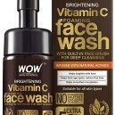 WOW Skin Science Brightening Vitamin C Foaming Face Wash with Built-In Face Brush for Deep Cleansing - No Parabens, Sulphate, Silicones & Color, 150 ml