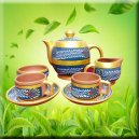 Clay Tea Set Painted 15 Pc's