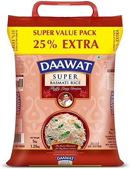 Daawat Super Basmati Rice 5kg 25% Extra