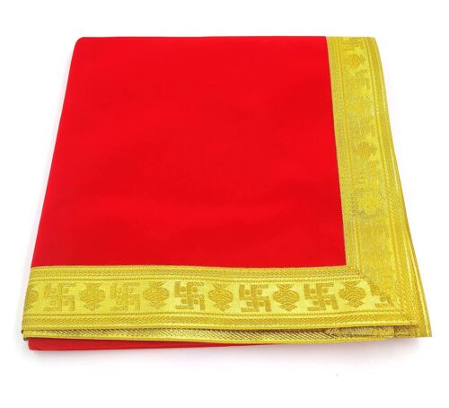 Aasan | Pooja Mat Aasan | Red Velvet Aasan Decorative Cloth for Multipurpose Pooja Decorations  20" x 40"