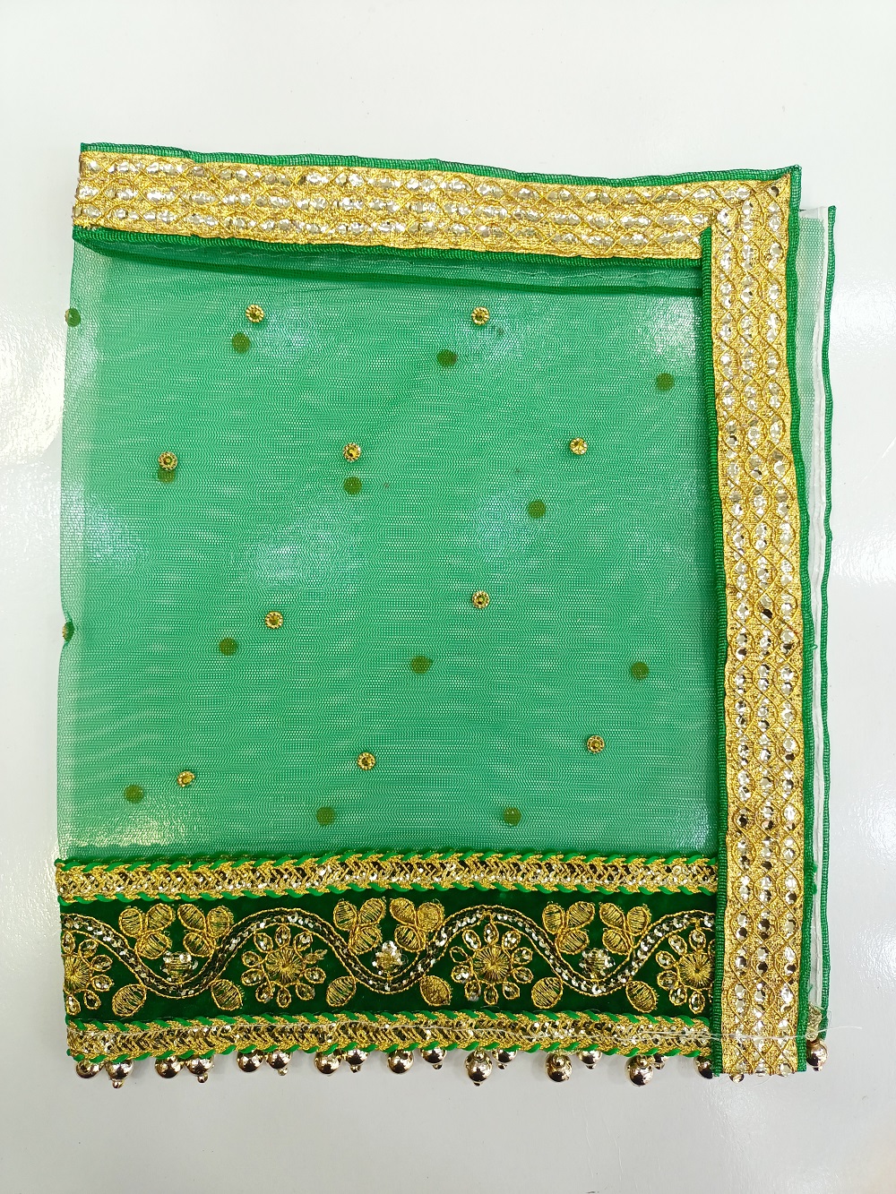 Border Chunari | Fancy Pooja Cloth/ Mata Puja Chunari  (Border 9'' x 13'')