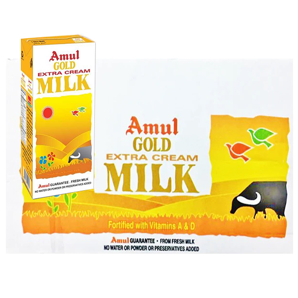 Amul Gold Milk 1 Carton (12 x 1Ltr)