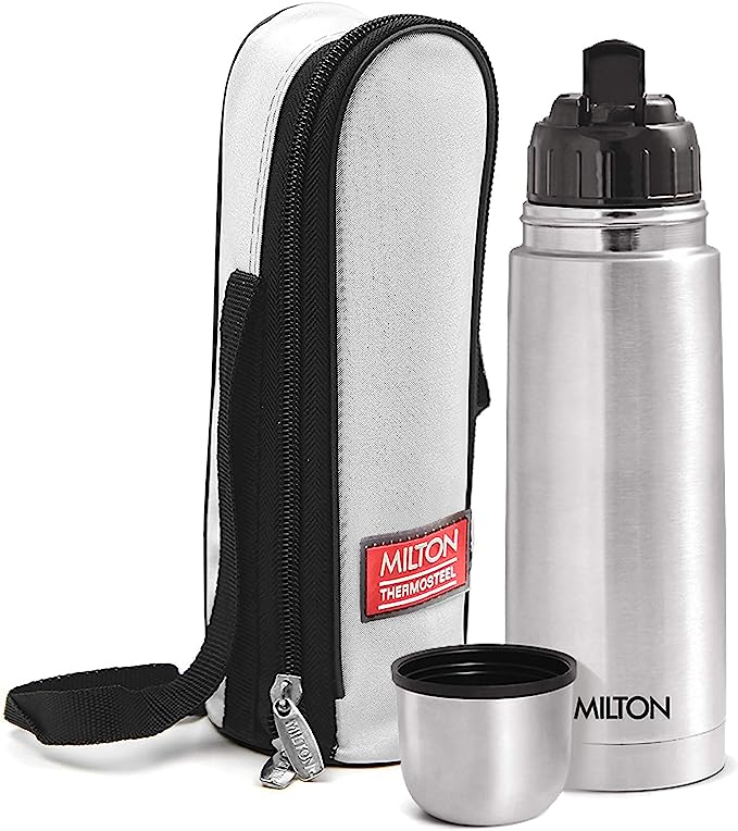 Milton Thermosteel Flip Lid Flask, 350 milliliters, Silver