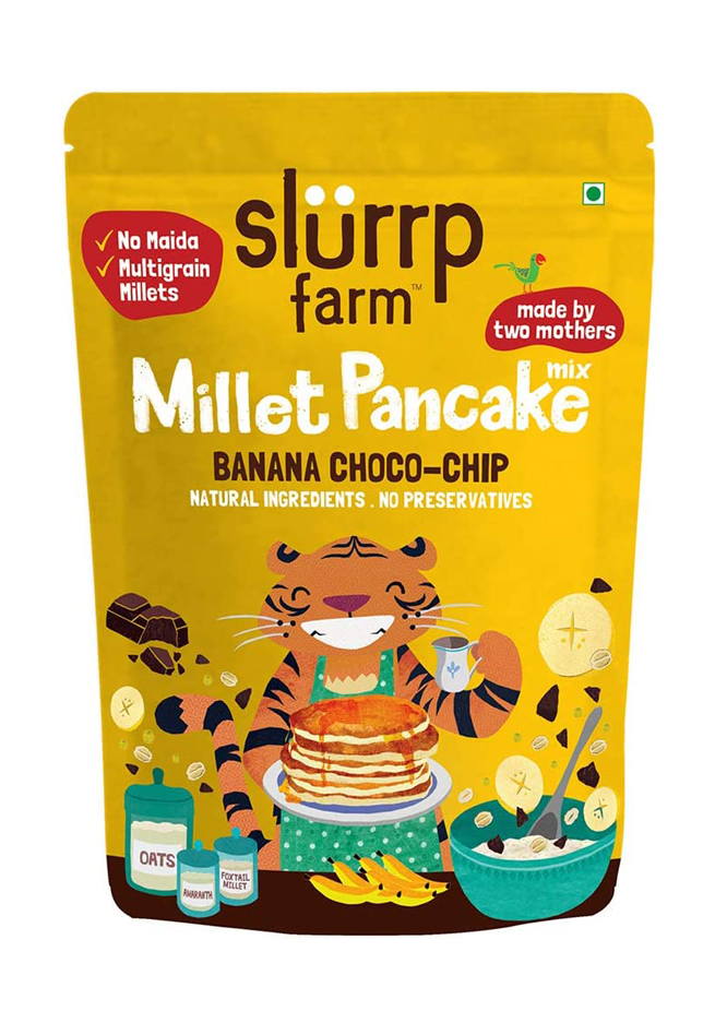 Slurrp Farm Millet Pancake Mix: Banana Choco-chip and Supergrains 150 g