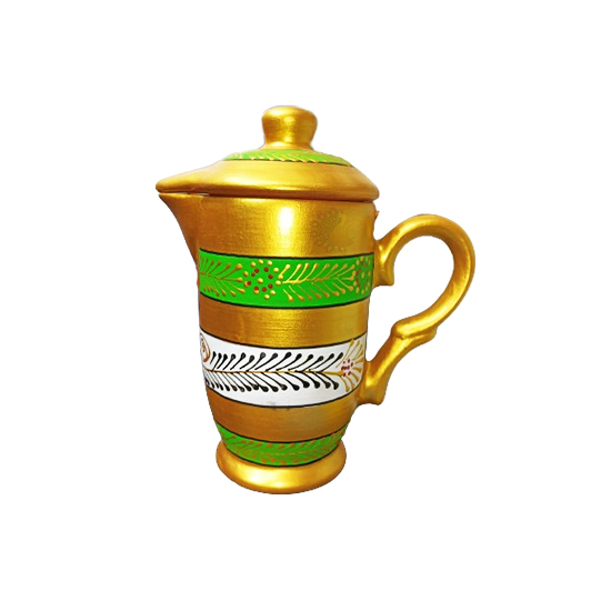 Clay Jug with Lid Painted 1Ltr