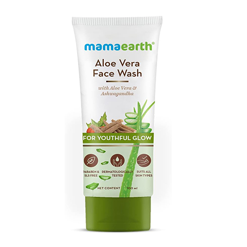 Mamaearth Aloe Vera Face Wash with Ashwagandha for a Youthful Glow, 100ml