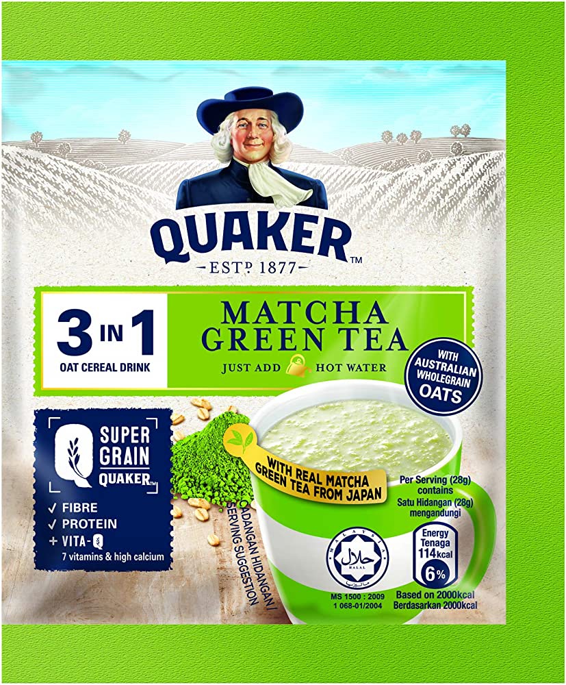 Quaker Oats 3 In1 Matcha Green Tea 12Sachets *28g